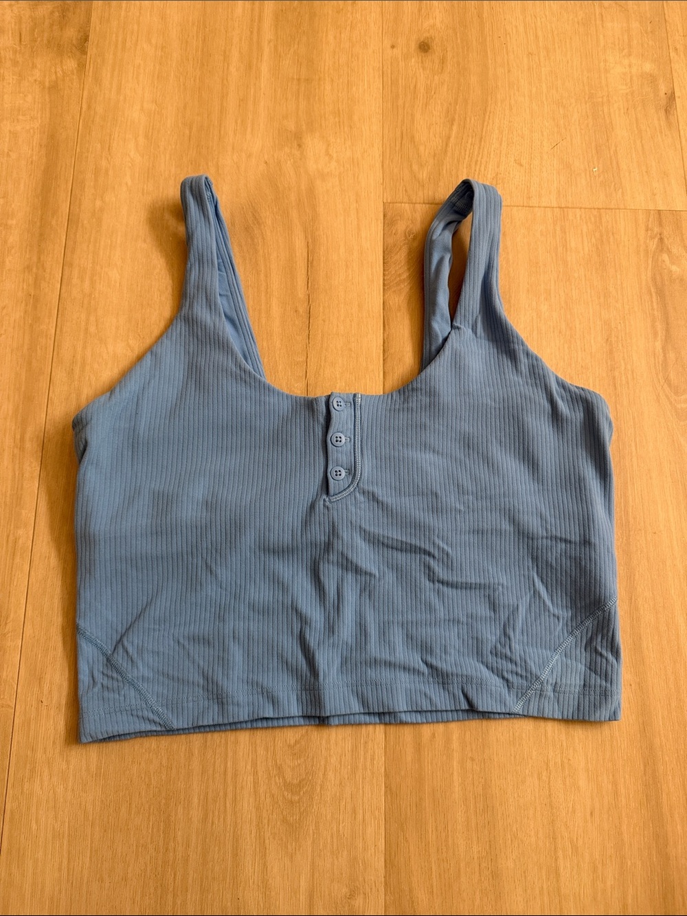 lululemon athletica Ribbed Scoop-Neck Button Crop Tank - Slate Blue